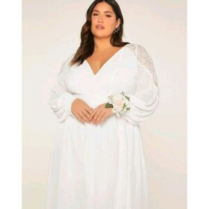 SHEIN Belle Plus  Backless Wedding Dress White Women's Sz 1XL/14
